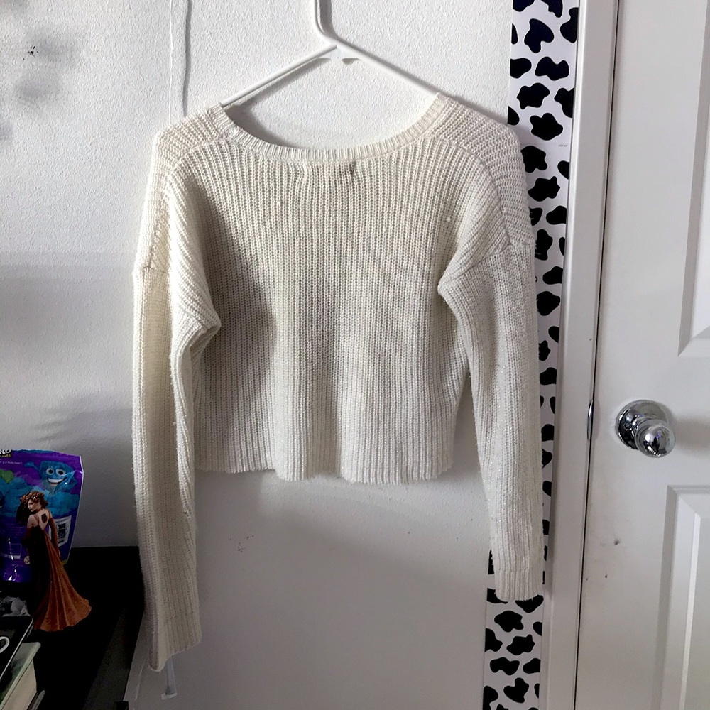 Pink republic, creme cropped sweater